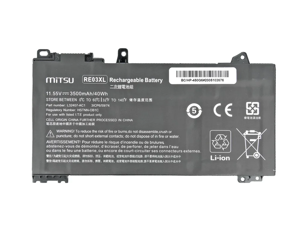 Mitsu Battery for HP430G6/450G6 3500mAh(40Wh) 11.55V - Image 2