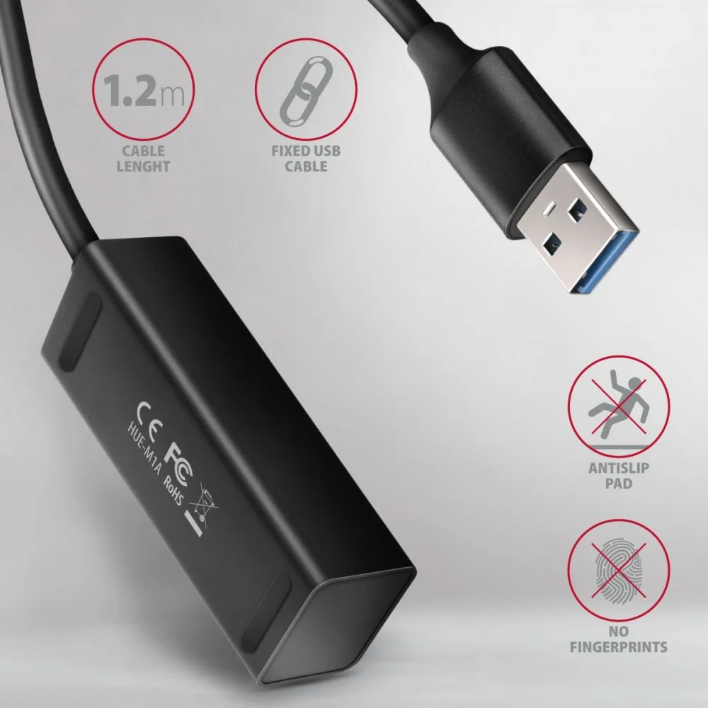 AXAGON MINI hub HUE-M1AL 4x USB 3.2 Gen 1, metal, 1.2m USB-A кабел - Image 4