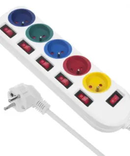 Maclean Power strip 5 socket with switches MCE204M/W