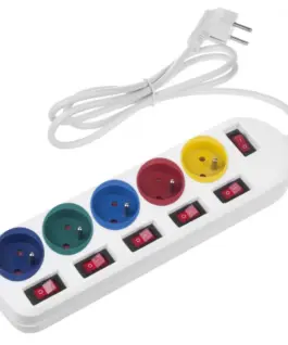 Alternative view of Maclean Power strip 5 socket with switches MCE204M/W