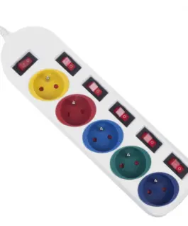 Maclean Power strip 5 socket with switches MCE204M/W