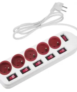 Alternative view of Maclean Power strip 5 socket with switches MCE204 R/