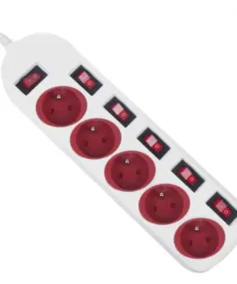 Maclean Power strip 5 socket with switches MCE204 R/