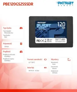 Patriot SSD drive 120GB Burst Elite 450/320MB/s SATA III 2.5
