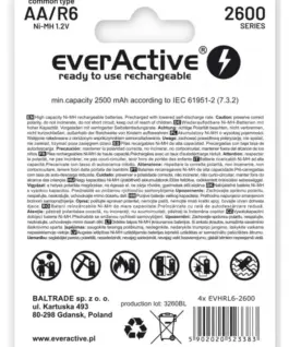Alternative view от everActive BATTERIES R6/AA 2600 mAH, BLISTER 4 PCS