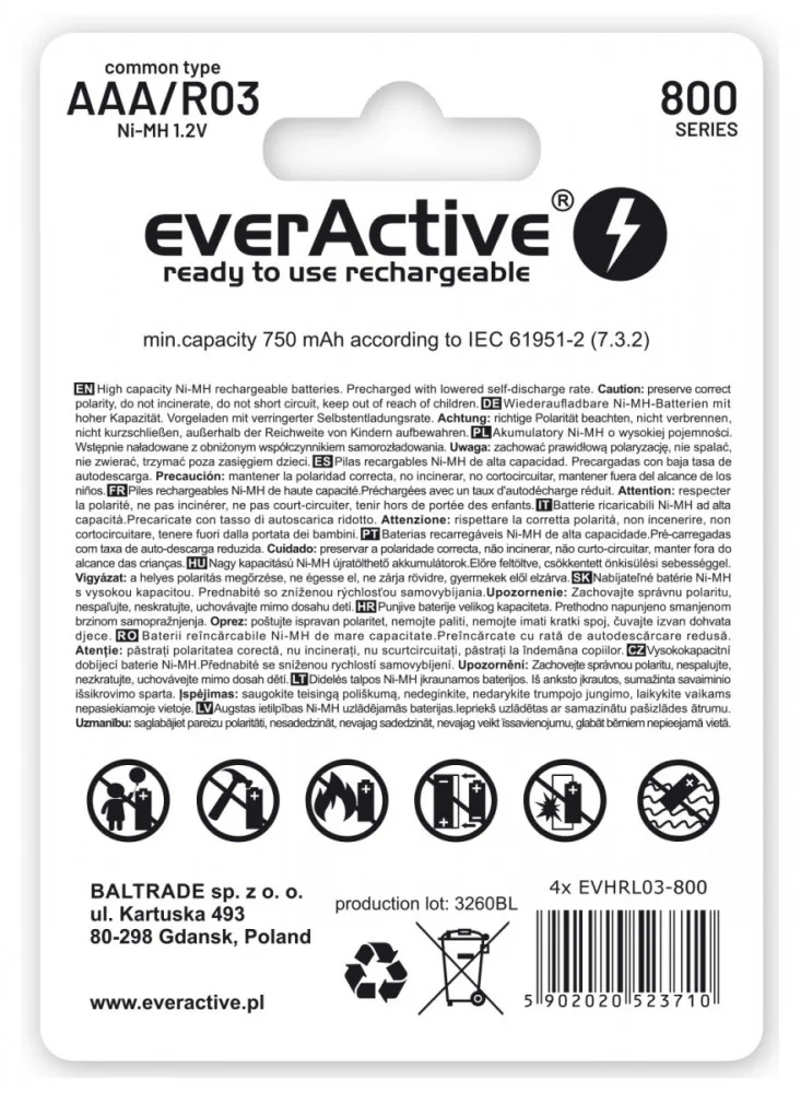 everActive BATTERIES R03/AAA 800 m AH BLISTER 2 PCS. - Image 2