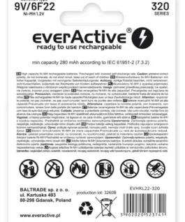 Alternative view от everActive BATTERY 6F22/9V NI-MH 3 20 mAh 1 PCS.