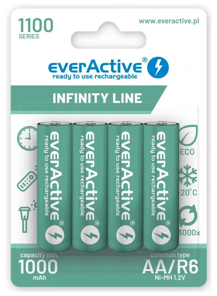 everActive RECHARGEABLE BATTERIES 1100 mAH 4 PCS.