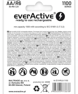 Alternative view от everActive RECHARGEABLE BATTERIES 1100 mAH 4 PCS.