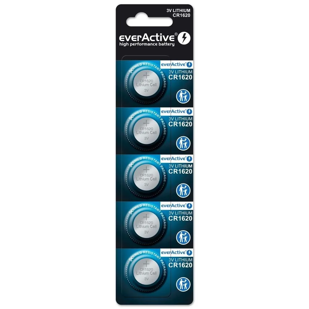 everActive Mini CR1620 lithium batteries blister of 5 pieces
