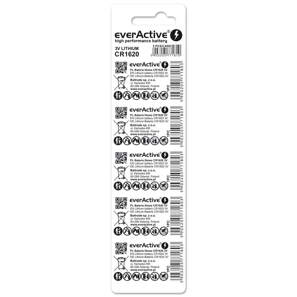everActive Mini CR1620 lithium batteries blister of 5 pieces - Image 2