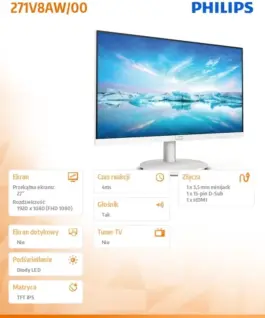 Philips Monitor 271V8AW 27 inch IPS HDMI Speakers бял