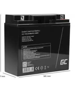 Alternative view of Green Cell AGM battery 12V 15Ah