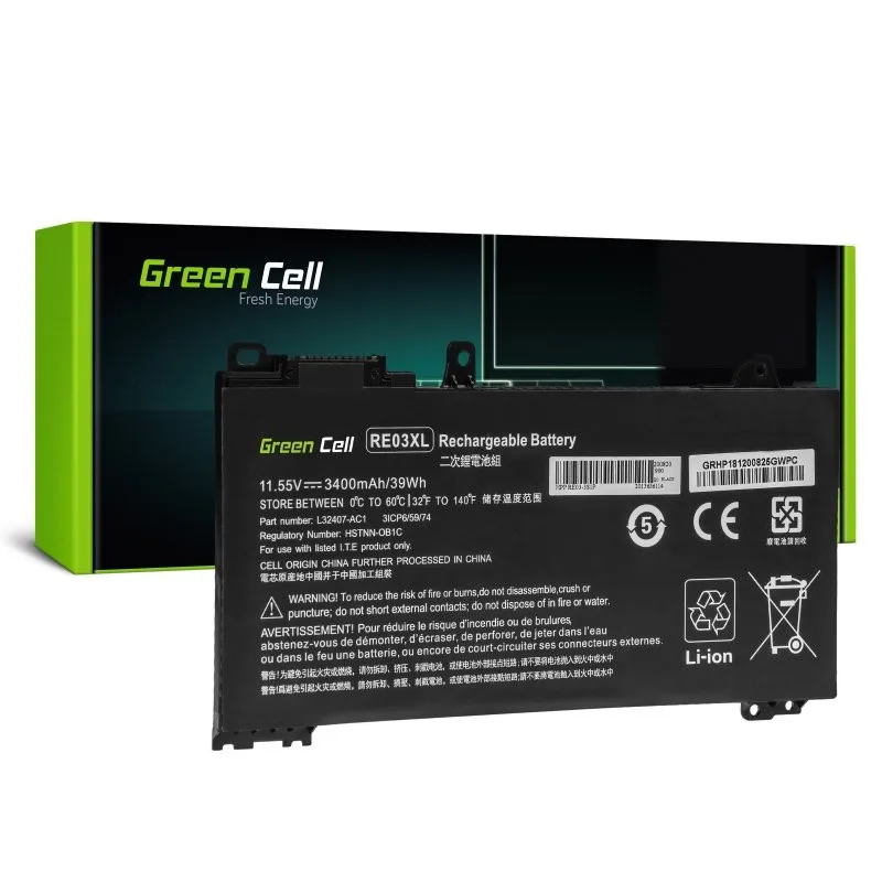 Green Cell Лаптоп battery HP RE03XL 1155V 3400mAh