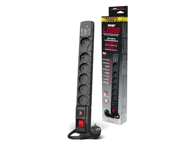 Acar SURGE PROTECTOR ACAR S6 USB A+C 3M 6X FRENCH PD - Image 5