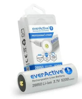 everActive Rechargeble battery 26650 37V Li-ion 5200 mAh micro USB