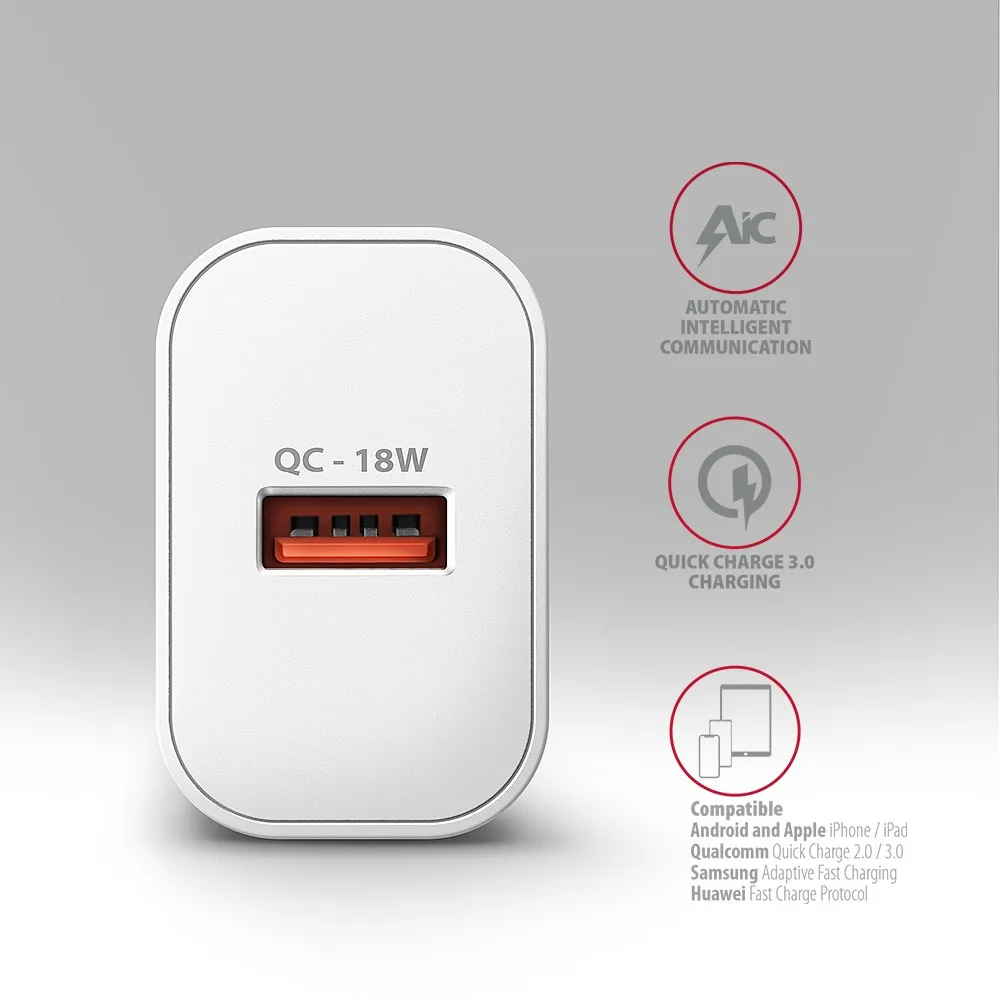 AXAGON ACU-QC18W QC wall charg er 18W 1x port USB-A wh - Image 4