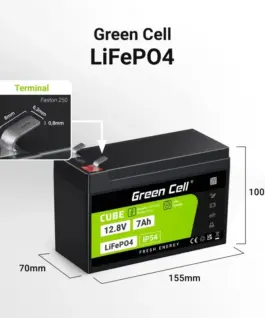 Alternative view от Green Cell Accumulator CUBE LiFePO4 7Ah 12V/12.8V 89.6Wh