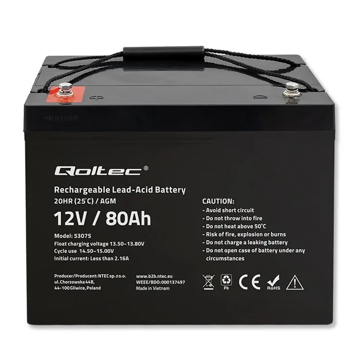 Qoltec AGM battery 12V 80Ah - Image 8