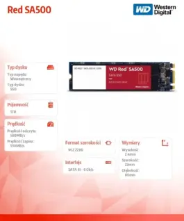 Western Digital WD червен SSD 1TB M.2 2280 SA500 WDS100T1R0B