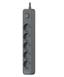 Alternative view of Tracer Power Line+ 5m Graphite surge protector power strip (5 sockets)