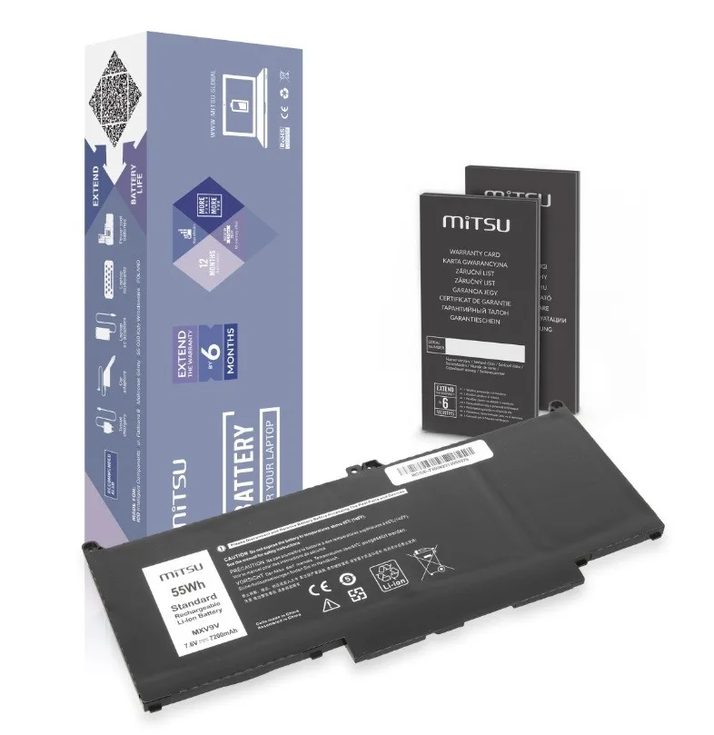 Mitsu Battery MXV9V for Dell Latitude 5300 5310 7300 7400 7200 mAh (55 Wh) 7.6V (7.4V)