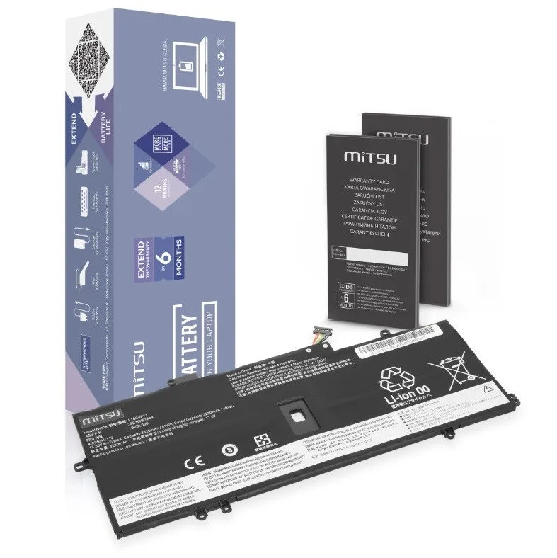 Mitsu Battery for Lenovo ThinkPad X1 Yoga 4 5 Carbon 7 8 3325 mAh (51 Wh) 15.36V