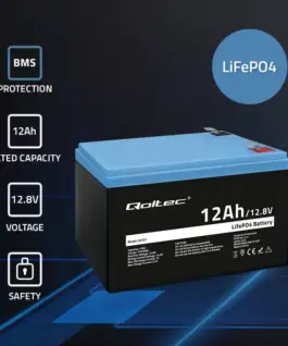 Alternative view от Qoltec LiFePO battery 12.8V, 12Ah, 153.6Wh,BM