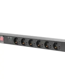 Lanberg PDU rack power strip 19 inch 1U 16A 6x230V schuko 2m черен