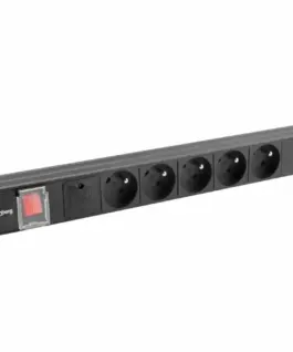 Lanberg PDU rack power strip 19 inch 1U 16A 5x230V 2m черен C14