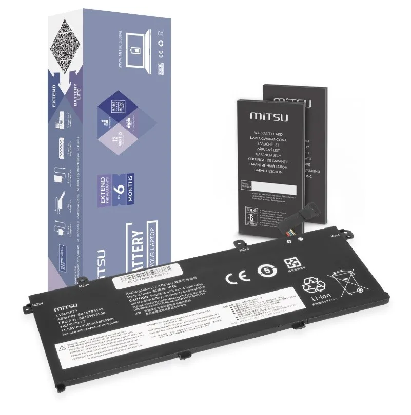 Mitsu Battery L18M3P73 for Lenovo ThinkPad T490 T495 P43s P14s 4350 mAh (50 Wh) 11.55V