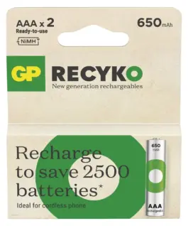 GP Battery Batteries R03/AAA NI-MH 650mAh blister 2pcs.