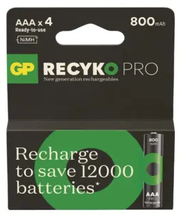 GP Battery Batteries R03/AAA NI-MH 800mAh blister 4pcs. PRO