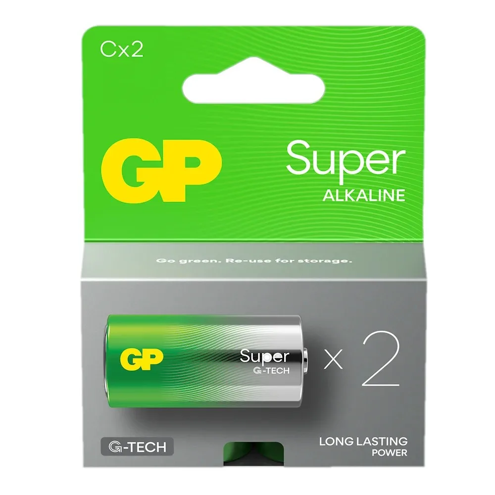 GP Battery Alkaline Batteries LR14 /C SUPER 2 pcs (G-TECH)