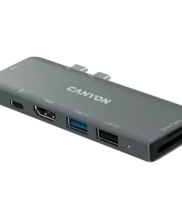 Alternative view of USB хъб CANYON hub DS-5 7in1 Thunderbolt 3 Space Grey