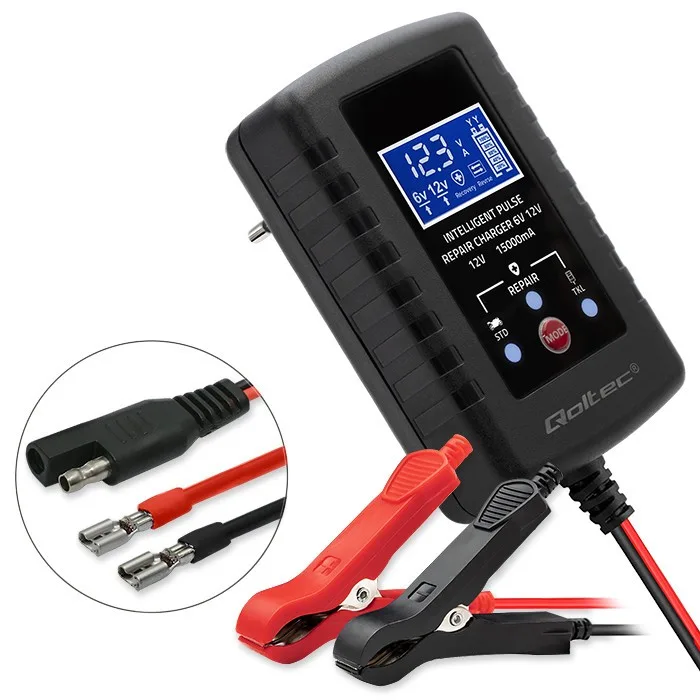 Qoltec зарядно for AGM GEL STD 6V 12V 2A LED display - Image 2