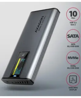 Alternative view of AXAGON EEM2-SD2 SSD enclosure USB3.2 Gen2 M.2 NVMe/SA