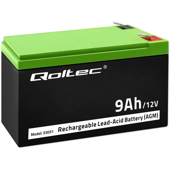 Qoltec Gel battery | 12V | 9Ah | Max.90A | AGM