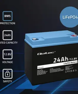 Alternative view от Qoltec LiFePO4 battery 12.8V, 24Ah, 307.2Wh,BM