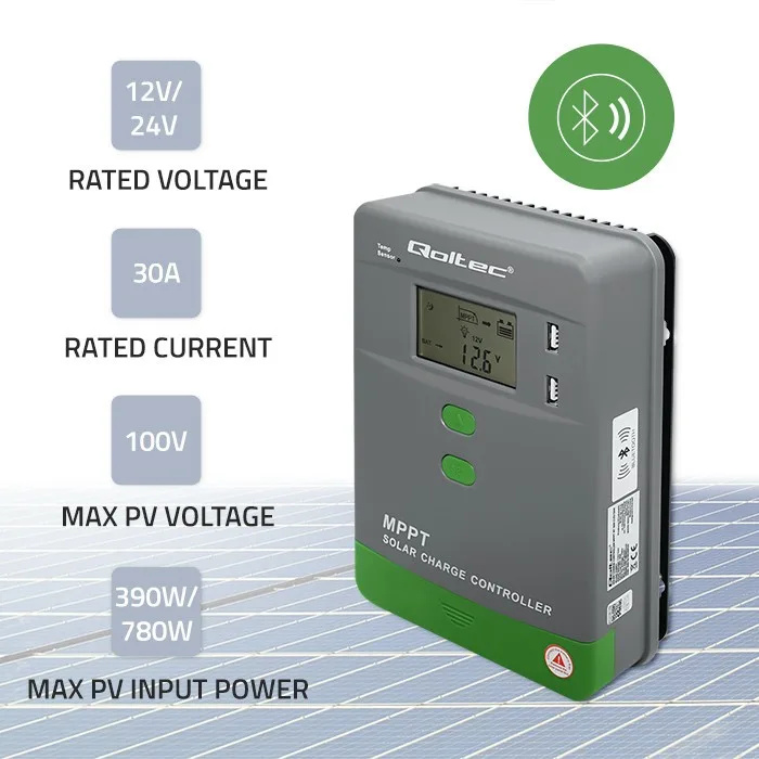Qoltec Solar charge contorller MPPT 30A 12V24V LCD - Image 4