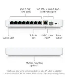 8-портов Gigabit комутатор Ubiquiti UniFi Switch Flex 8 2.5G USW-FLEX-2.5G-8 - Image 6