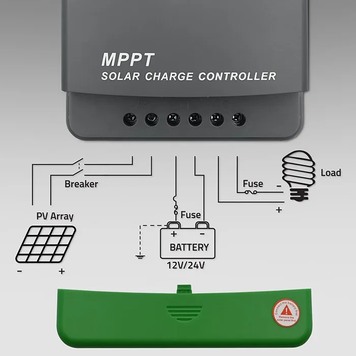 Qoltec Solar charge controller MPPT 40A 12V 24V LCD - Image 3