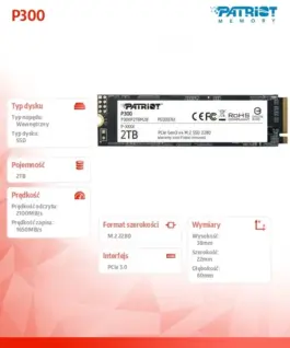 Alternative view of Patriot SSD P300 2TB M.2 PCIe Gen 3 x4 2100/1650
