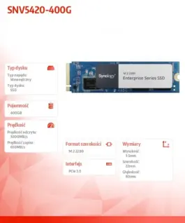 Alternative view от Synology SSD диск SNV5420-400G 400GB M2 NVMe 2280 PLP