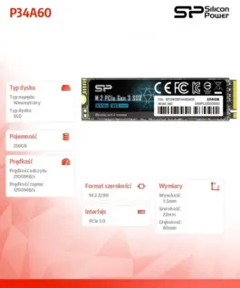 Alternative view of Silicon Power SSD drive A60 256GB M.2 PCIe 2100/1200 MB/s NVMe