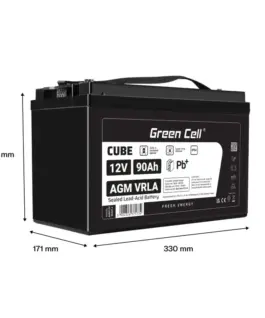 Alternative view of Green Cell Battery AGM VRLA 12V 90Ah IP54