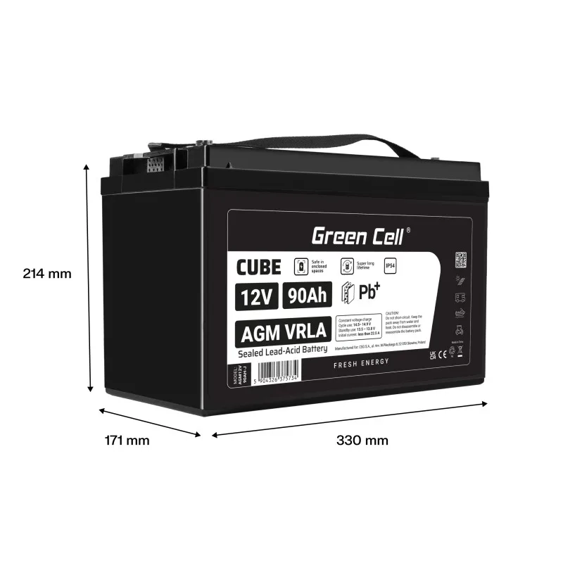 Green Cell Battery AGM VRLA 12V 90Ah IP54 - Image 6