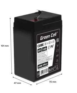 Green Cell Battery AGM VRLA 6V 5Ah IP54