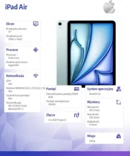 Alternative view от Apple IPAD AIR 11 WIFI 256GB BLU
