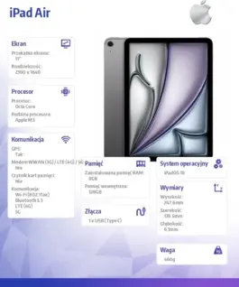 Alternative view от Apple IPAD AIR 11 WF CL 128GB SPG
